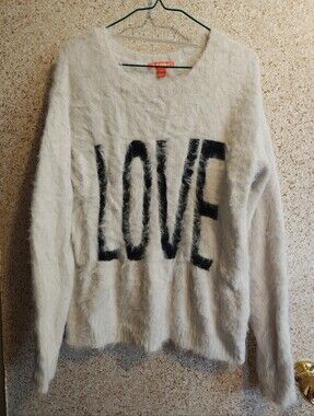 Set Of 2 Joe Fresh Cozy Sweaters Off White/LOVE And Black Women Medium
